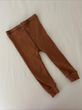 Quincy Mae • Kids Ribbed Brown Leggings